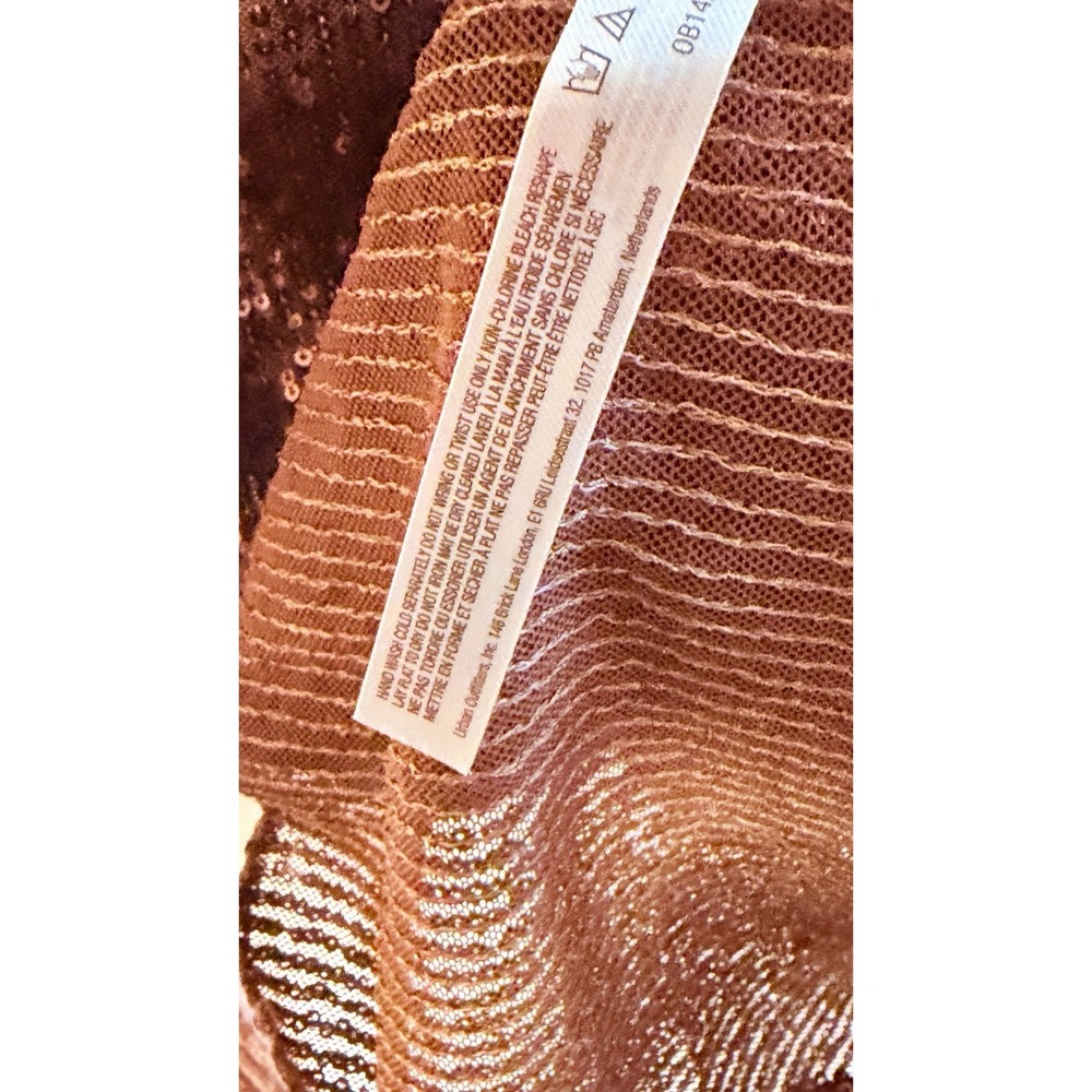 Intimately Free People Copper Gold Rush Sequin Stretch Top Womens M Brown Crew - Picture 6 of 7